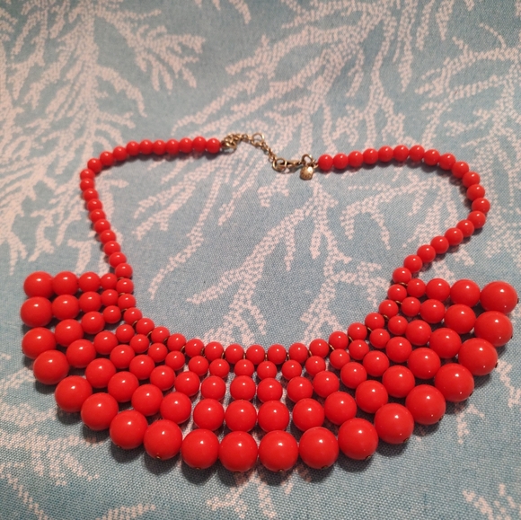 J. Crew Coral Beaded Bib Necklace - Picture 3 of 4